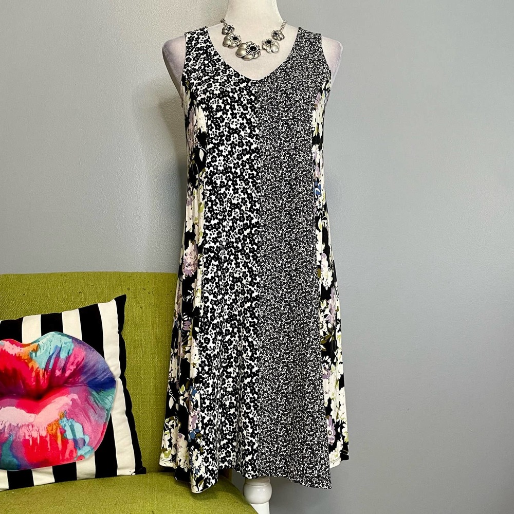 J Jill Wearever Mixed Floral Print Sleeveless Tunic Dress XS